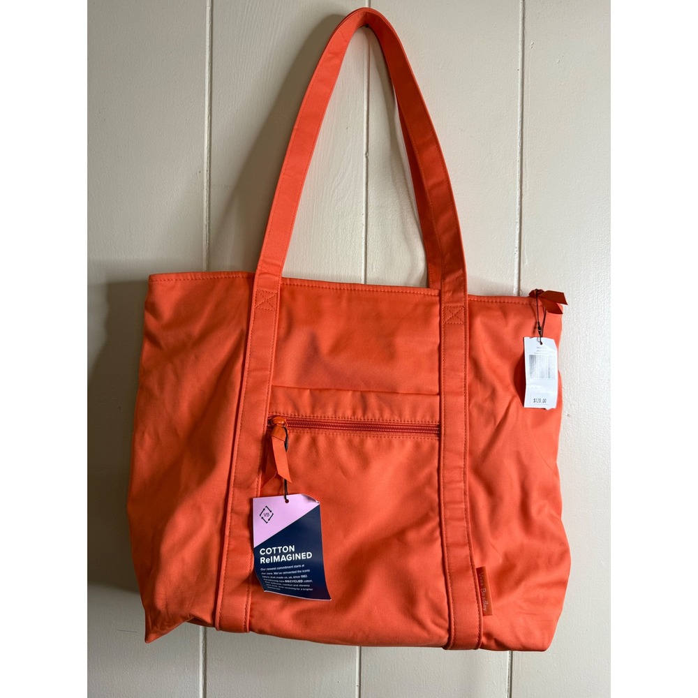 Vera‎ Bradley Tote Bag Women's Orange Reimagined Travel Floral Interior NWT